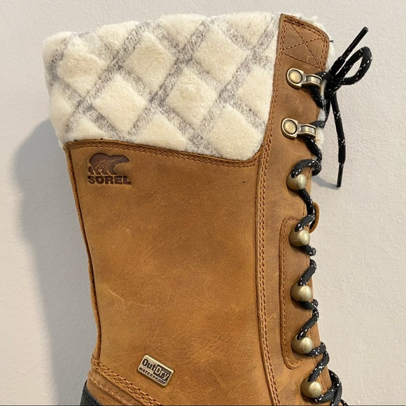 SOREL Whistler Tall Camel Brown Black Cream Gray Winter Lace Up Boots Shoes Sz 6 - Picture 7 of 10